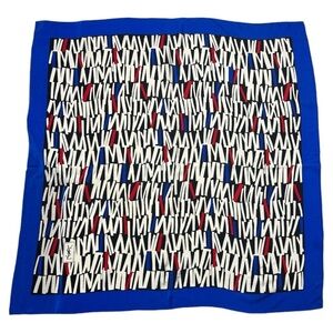 YSL Vintage 80s Blue Abstract Silk Scarf 34"